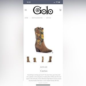 NEW Golo  Cactus Floral Graphic Western Boot Pointed Toe Camel Brown Size 7